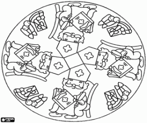 Colorear Un mandala con San Nicolás