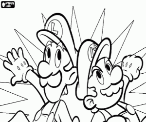 Colorear Mario y Luigi en plena acción