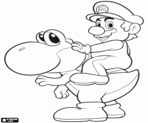 Colorear Mario y Yoshi
