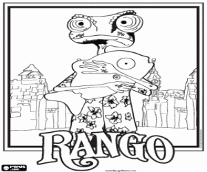 Colorear La mascota Rango en el oeste