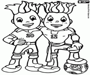 Colorear Las mascotas de la Eurocopa 2012