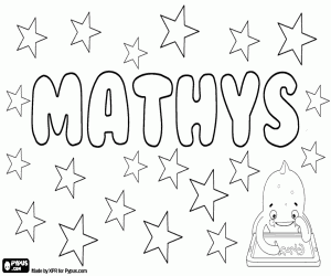 Colorear Mathys, nombre francés para niño