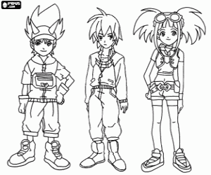 Colorear Max, Rex y Zoe, Dinosaur King