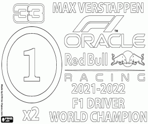 Colorear Max Verstappen,bicampeón F1 2022