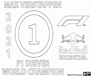Colorear Max Verstappen, campeón F1 2021