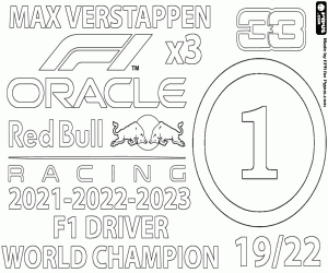 Colorear Max Verstappen, tricampeón de F1