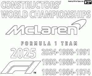 Colorear Mc Laren, campeón F1 x10 en 2025