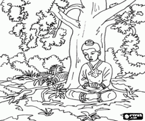 Colorear Meditación de Siddhartha Gautama
