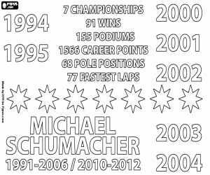Colorear Michael Schumacher, 7 títulos F1