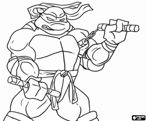 Colorear Michelangelo y los nunchakus