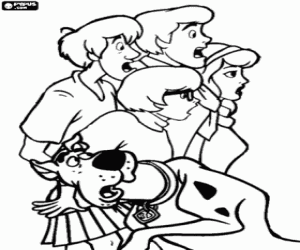 Colorear El miedo de Scooby Doo y amigos