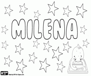 Colorear Milena, nombre femenino