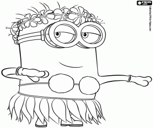 Colorear Un minion bailando en Hawai