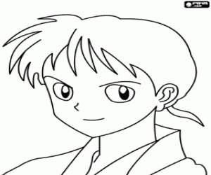 Colorear Miroku, personaje de Inuyasha