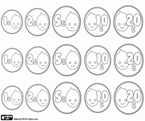 Colorear Monedas pequeñas, Banco de Pypus