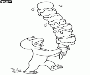 Colorear El mono Jorge con un helado