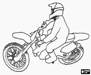 Colorear Moto de motocross con piloto