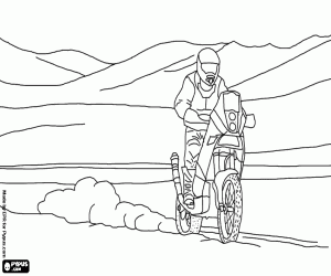 Colorear Un motorista en un rally raid
