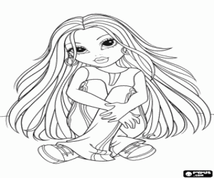 Colorear Moxie Girlz sentada en el suelo