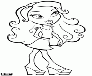 Colorear La muchacha Bratz con minifalda