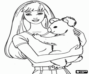 Colorear Muchacha con un koala en brazos