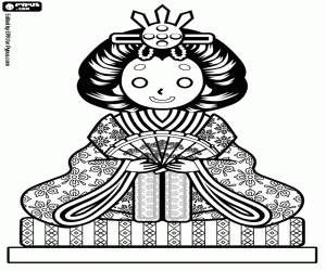 Colorear Una mujer japonesa tradicional
