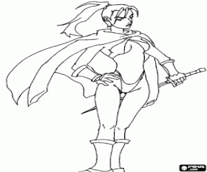 Colorear Una mujer samurai con la katana