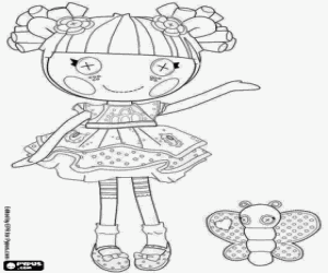 Colorear Muñeca Lalaloopsy y una mariposa