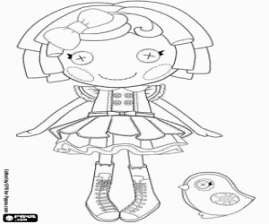 Colorear Muñeca Lalaloopsy y un pájaro
