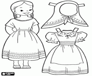 Colorear La muñeca con vestidos mexicanos