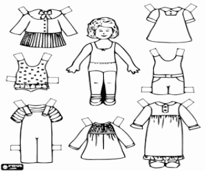 Colorear Muñeca y vestidos,juego de vestir