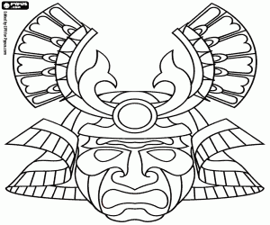 Colorear Una máscara clásica del samurai