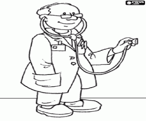 Colorear El médico con el estetoscopio