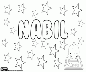 Colorear Nabil, nombre árabe para niño