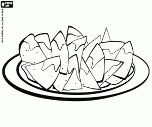 Colorear Nachos con queso,comida mexicana