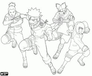 Colorear Naruto con sus amigos