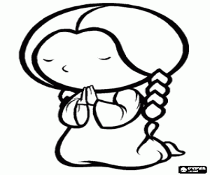 Colorear La niña en la posición de rezo