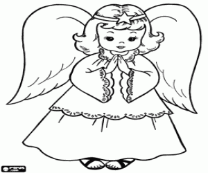 Colorear Una niña ángel para la Navidad