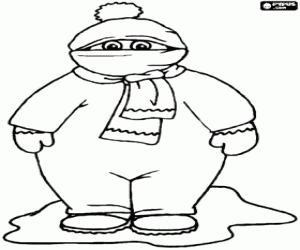 Colorear Un niño muy abrigado en invierno