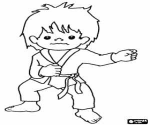Colorear Un niño en las artes marciales