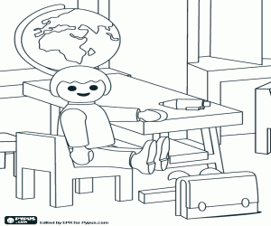 Colorear Un niño en la escuela Playmobil