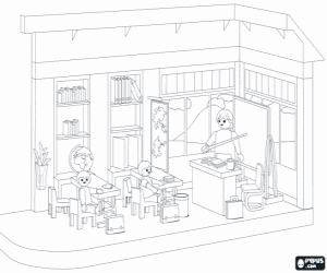 Colorear Niños en la clase de Playmobil