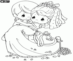 Colorear Los novios de Precious Moments