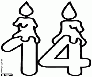 Colorear Número catorce con las velas