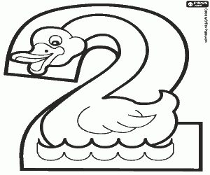 Colorear Número dos, un cisne