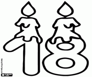 Colorear El número dieciocho con velas