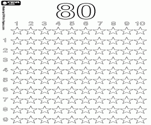 Colorear Número ochenta y las estrellas