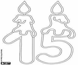 Colorear El número quince en dos velas