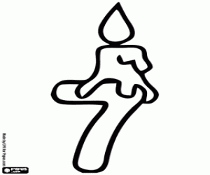 Colorear Número siete y la vela encendida