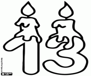 Colorear El número trece con dos velas